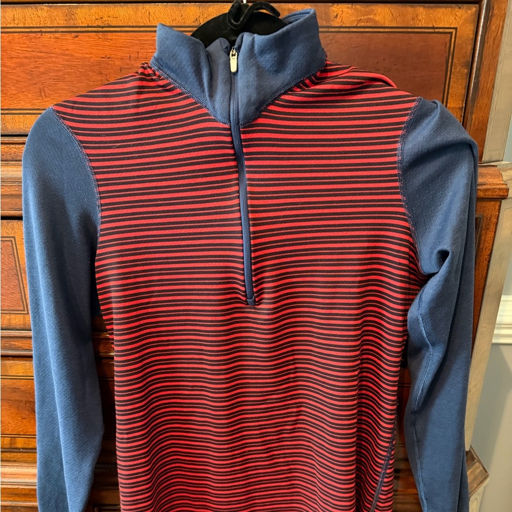 Patagonia Half-Zip Striped Pullover - Red & Navy size small